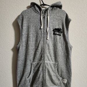 Roots Canada Full-zip Hooded fleece vest grey “salt and pepper” Men’s medium